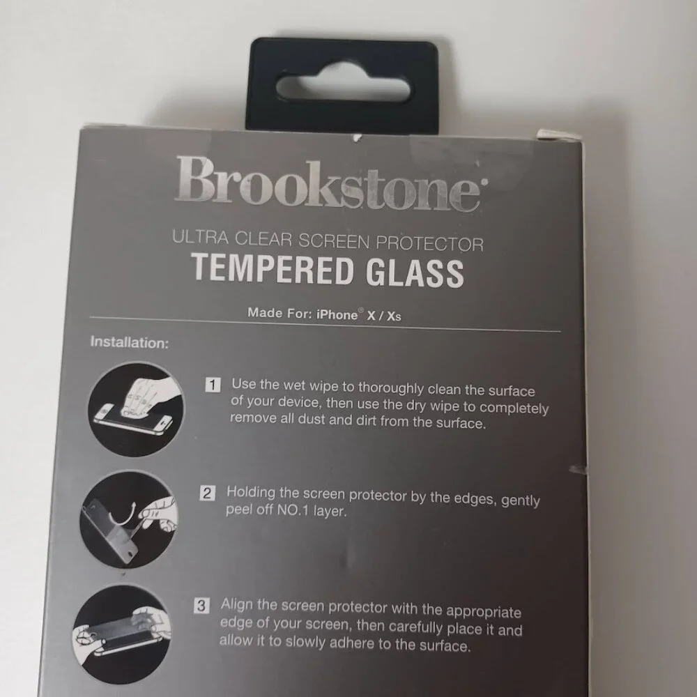 Brookstone Screen Protector NEW For iPhone X & XS -Tempered Glass -Ultra Clear